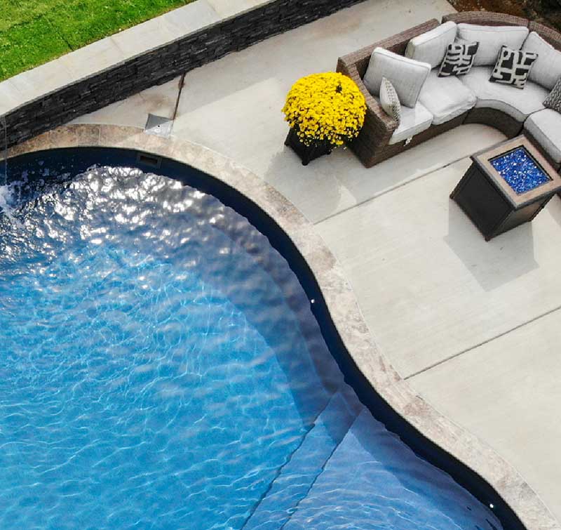 Overhead view of beautiful swimming pool